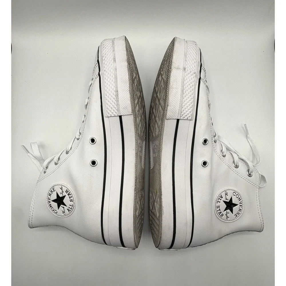 CONVERSE Chuck Taylor All Star Lift Shoe Women's Size 10 White Leather High Top‎
